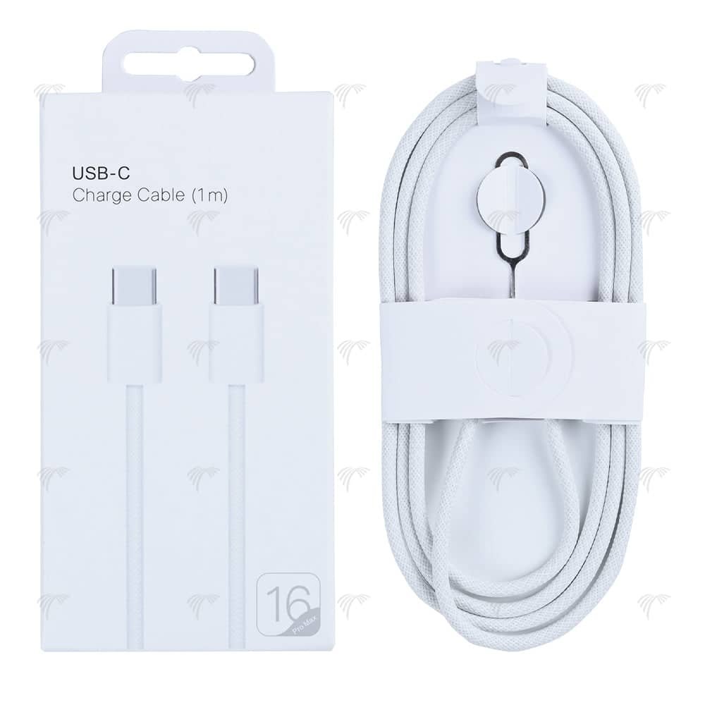 For Apple iPhone 15 USB-C to USB-C Cable 100cm 60W Woven White Retail
