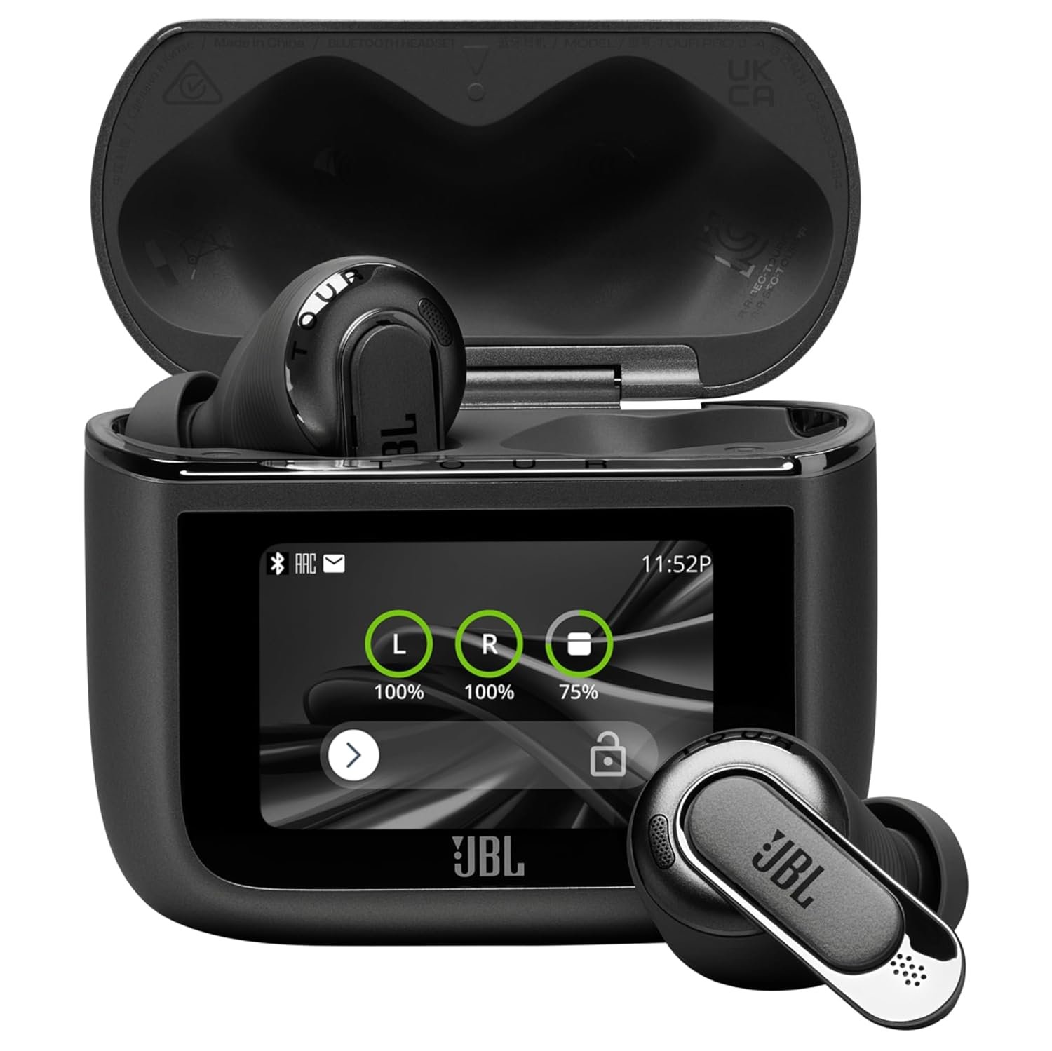 JBL Tour Pro 3 Wireless Earbuds, Smart Charging Case, 40H Battery Life with Adaptive Noise Cancellation, Bluetooth, JBL Space 360 Sound, Black