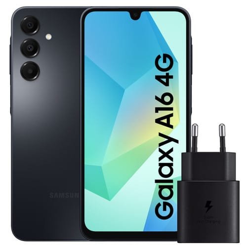 Pack Samsung Galaxy A16 128 Go (Noir) — 4G + Chargeur rapide 25 W Noir