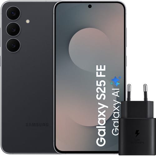 Pack Samsung Galaxy S25 FE 5G 256 Go Noir + chargeur Samsung 25 W Noir