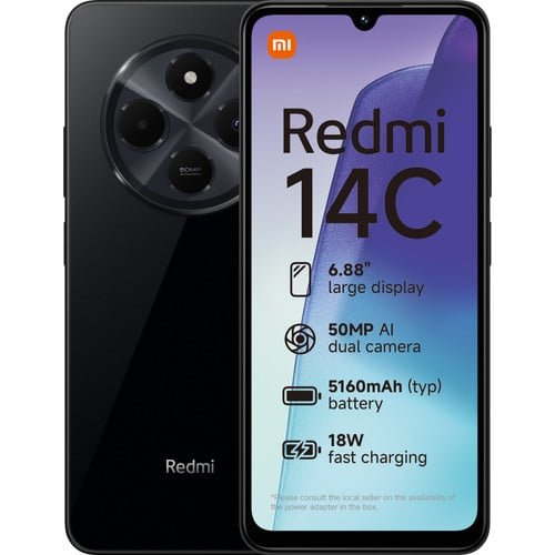 Redmi 14C — 128 Go, Noir, 4G