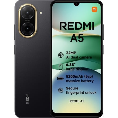 Redmi A5 — Smartphone 4G, 64 Go, Noir