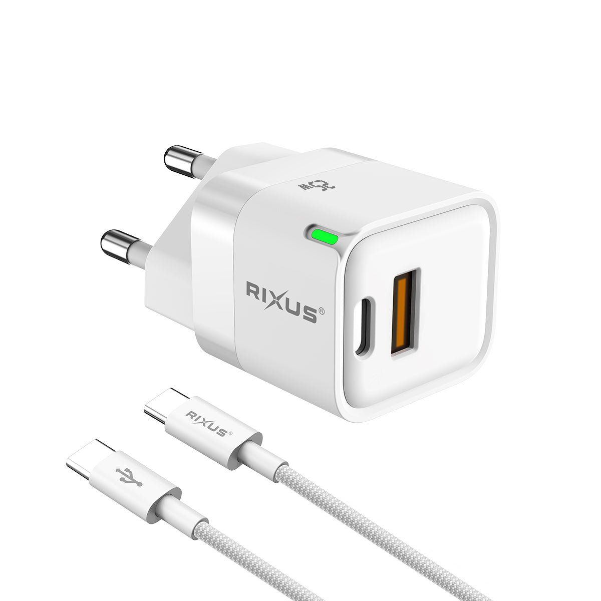 Rixus RXHC11 25W Wall Charger Kit With USB C to USB C Cable