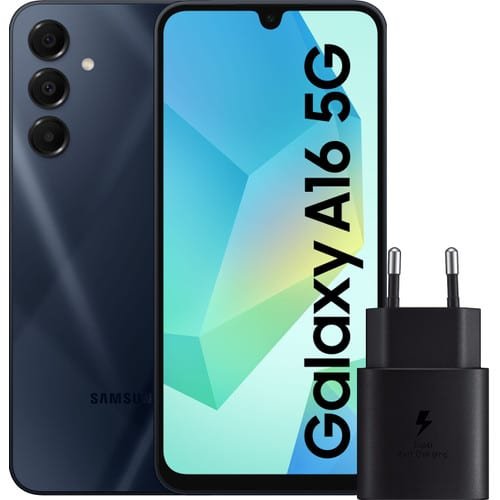 Samsung Galaxy A16 128 Go 5G Bleu foncé + chargeur Samsung 25 W Noir