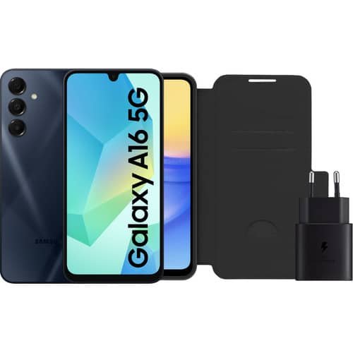 Samsung Galaxy A16 5G — 128 Go, bleu foncé + pack d'accessoires