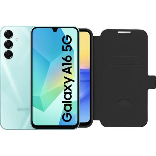 Samsung Galaxy A16 5G — 128 Go, vert + étui Book Case BlueBuilt noir