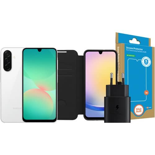 Samsung Galaxy A26 128 Go Blanc 5G — Pack d'accessoires complet