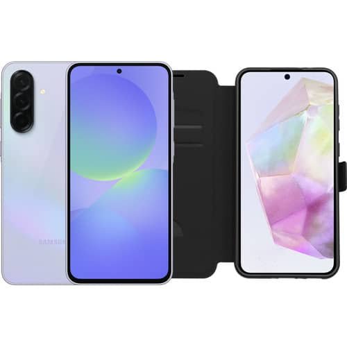 Samsung Galaxy A36 5G, 256 Go — Mauve avec étui BlueBuilt Book noir