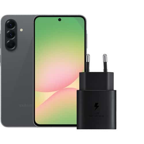 Samsung Galaxy A56 256 Go Noir 5G + chargeur Samsung 25 W Noir