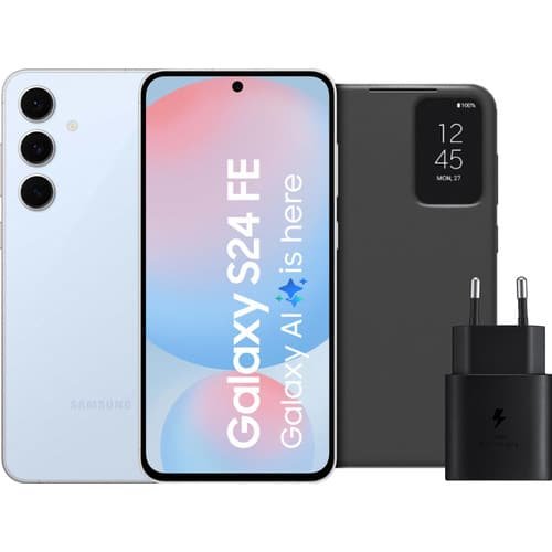 Samsung Galaxy S24 FE 128 Go Bleu (5G) — pack d'accessoires inclus