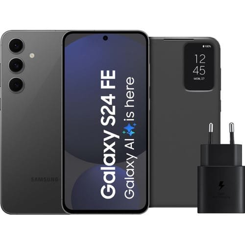 Samsung Galaxy S24 FE 256 Go Gris 5G — pack d'accessoires inclus