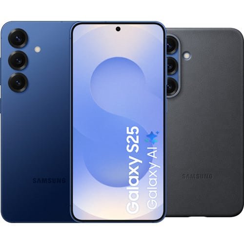 Samsung Galaxy S25 512 Go Bleu Foncé 5G + coque arrière Samsung Kindsuit noire