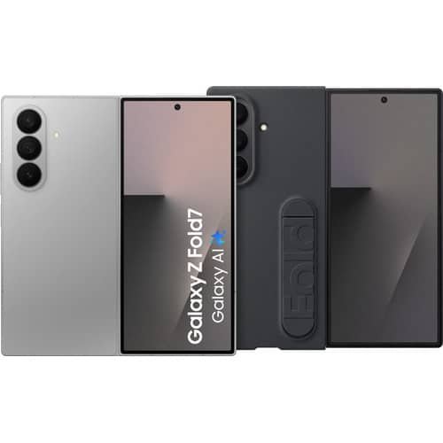 Samsung Galaxy Z Fold7 256 Go Argent 5G avec coque silicone arrière noire Samsung