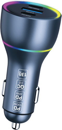 Xssive 130W PD+QC3.0 Fast Car Charger XSS-CC44 - Black | MondiParts B.V.