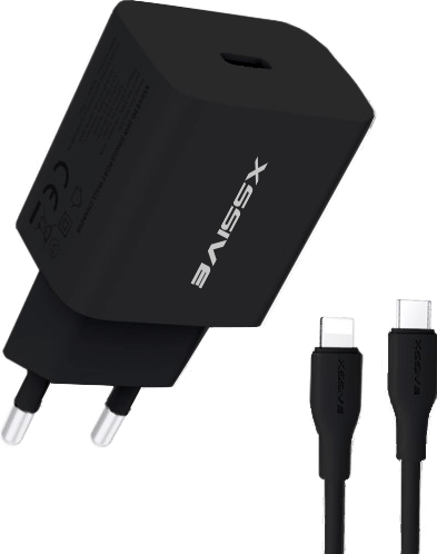 Xssive PD 20W 2in1 Charger+Cable Type-C to iPhone AC65NB CL - Black | MondiParts B.V.